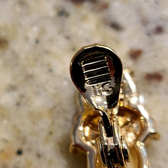 JJG Jonette Jewelry Bee Shaped Clip on Earrings. Yellow and Clear Rhinestones. - Picture 4 of 12